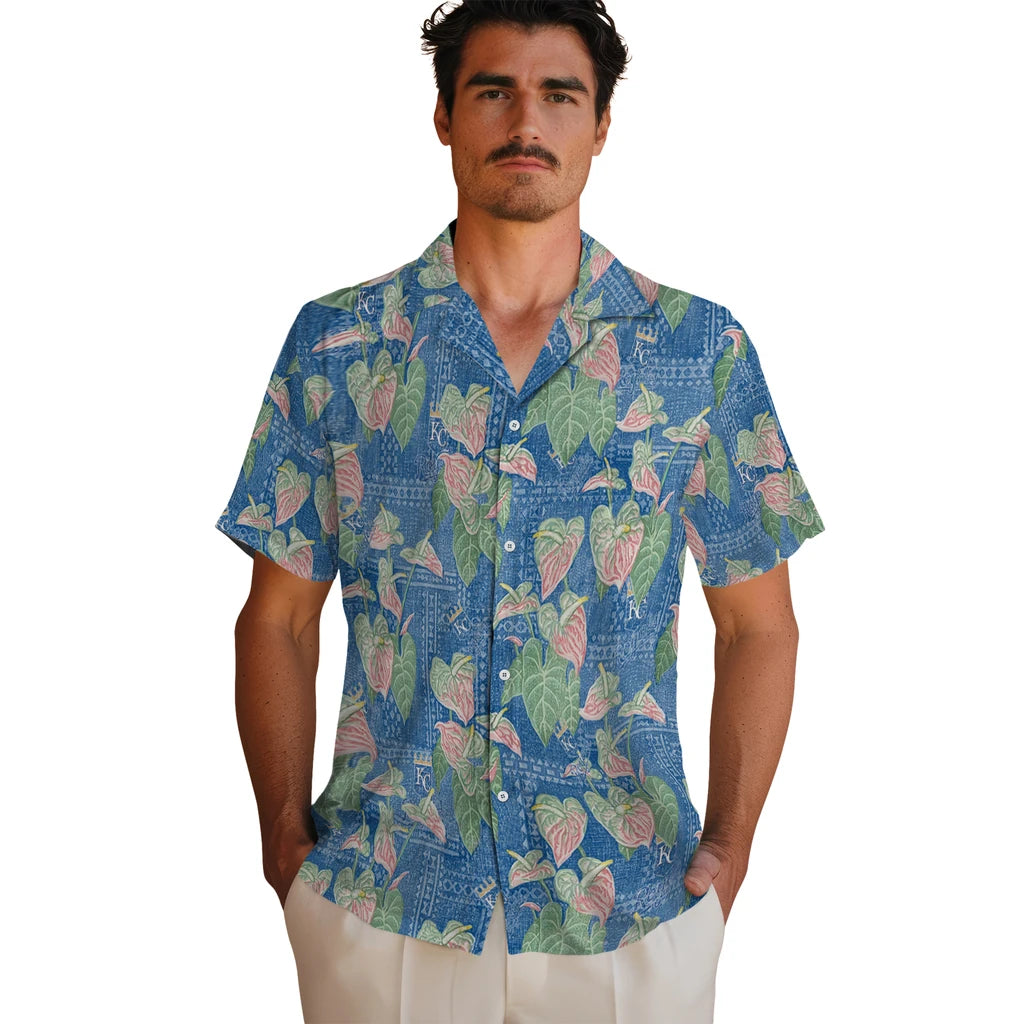 Kansas City Royals Hawaiian Shirt - Anthurium Overlay | Hula Hawaiian Shirts