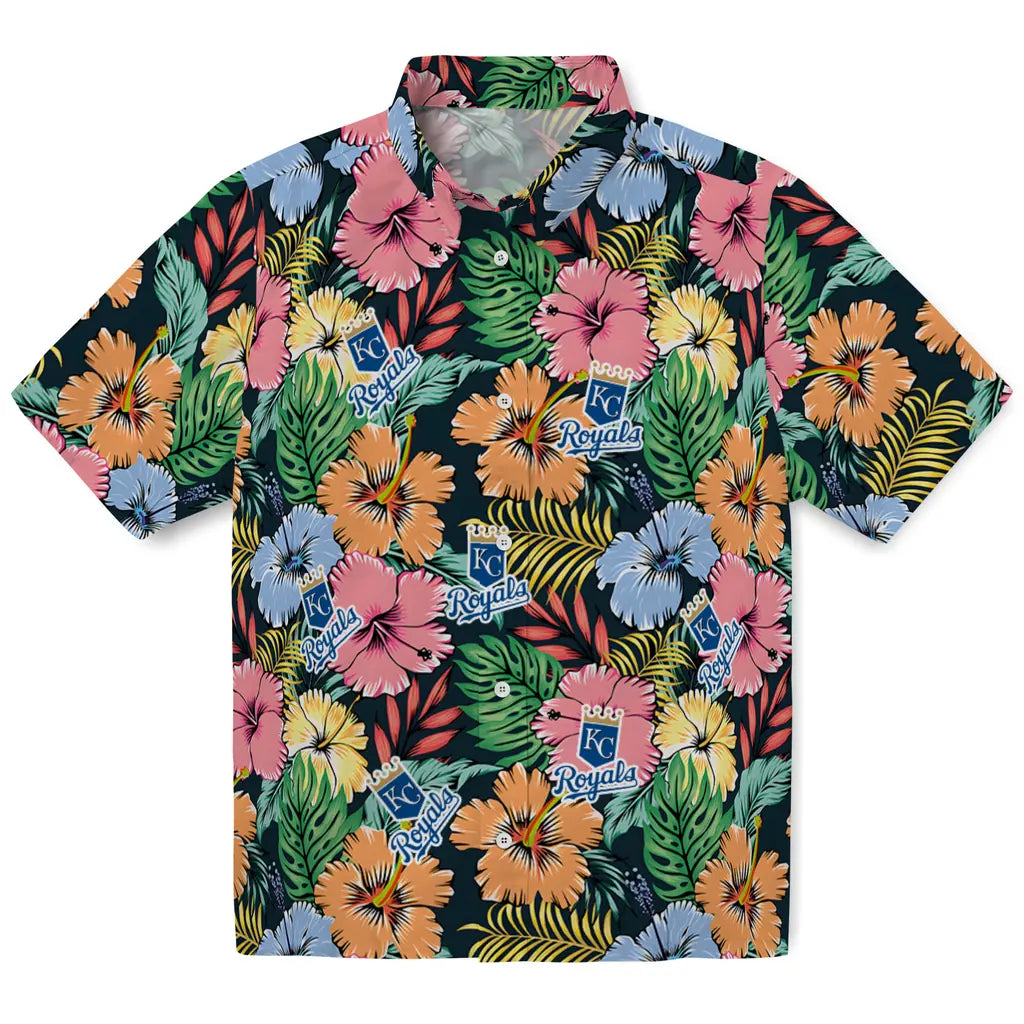 Kansas City Royals Hawaiian Shirt - Brilliant Hibiscus Garden | Hula Hawaiian Shirts
