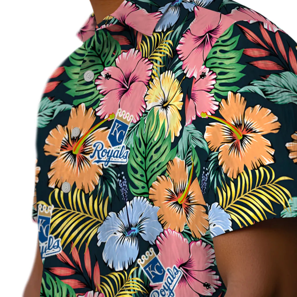 Kansas City Royals Hawaiian Shirt - Brilliant Hibiscus Garden | Hula Hawaiian Shirts