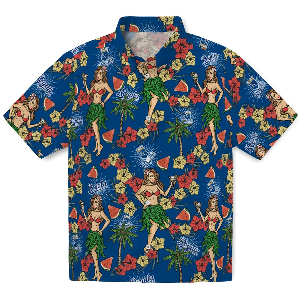 Kansas City Royals Hawaiian Shirt - Hawaiian Girls Design | Hula Hawaiian Shirts