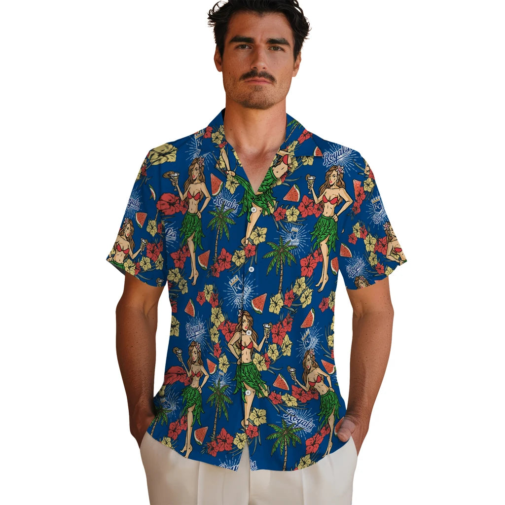 Kansas City Royals Hawaiian Shirt - Hawaiian Girls Design | Hula Hawaiian Shirts