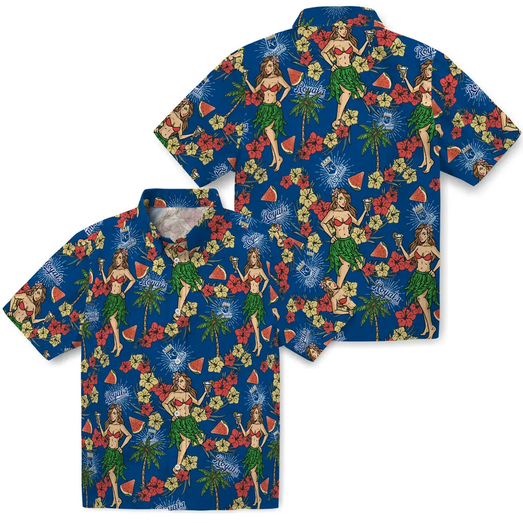 Kansas City Royals Hawaiian Shirt - Hawaiian Girls Design | Hula Hawaiian Shirts