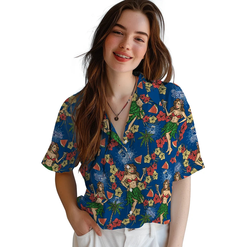 Kansas City Royals Hawaiian Shirt - Hawaiian Girls Design | Hula Hawaiian Shirts
