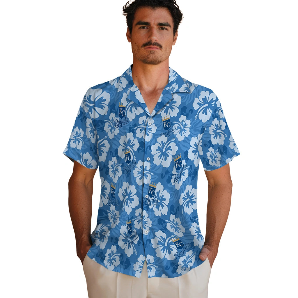 Kansas City Royals Hawaiian Shirt - Hibiscus Cluster | Hula Hawaiian Shirts