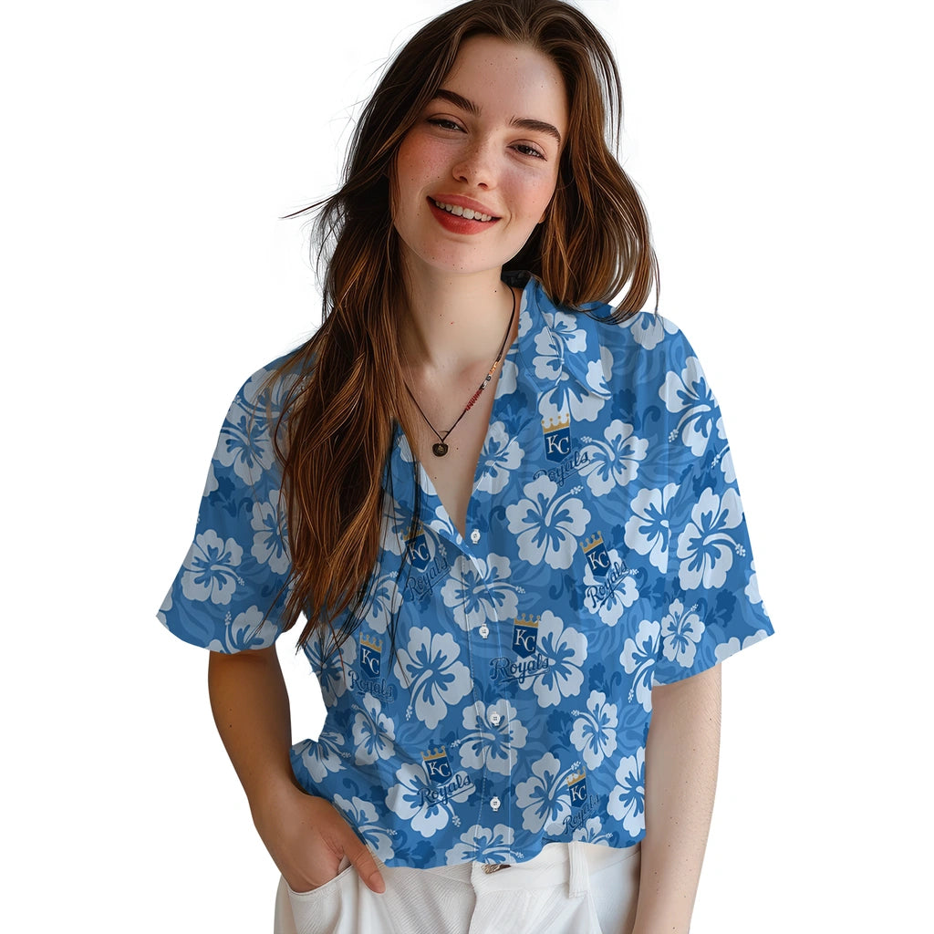 Kansas City Royals Hawaiian Shirt - Hibiscus Cluster | Hula Hawaiian Shirts