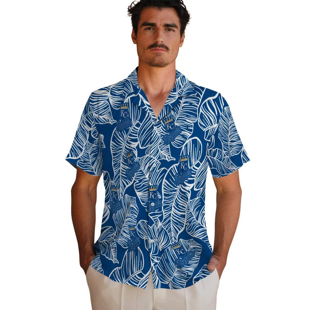 Kansas City Royals Hawaiian Shirt - Leaf Outline | Hula Hawaiian Shirts