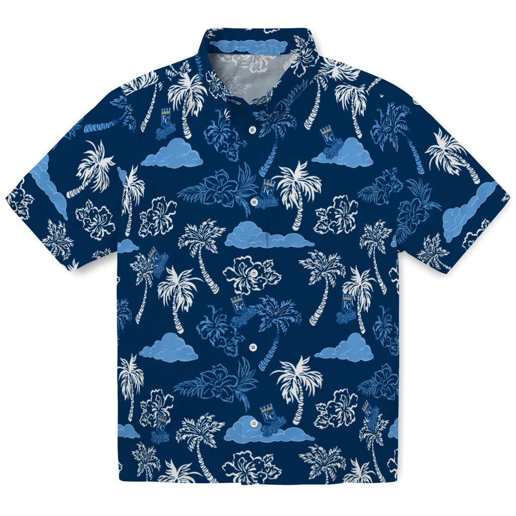 Kansas City Royals Hawaiian Shirt - Palm And Clouds | Hula Hawaiian Shirts