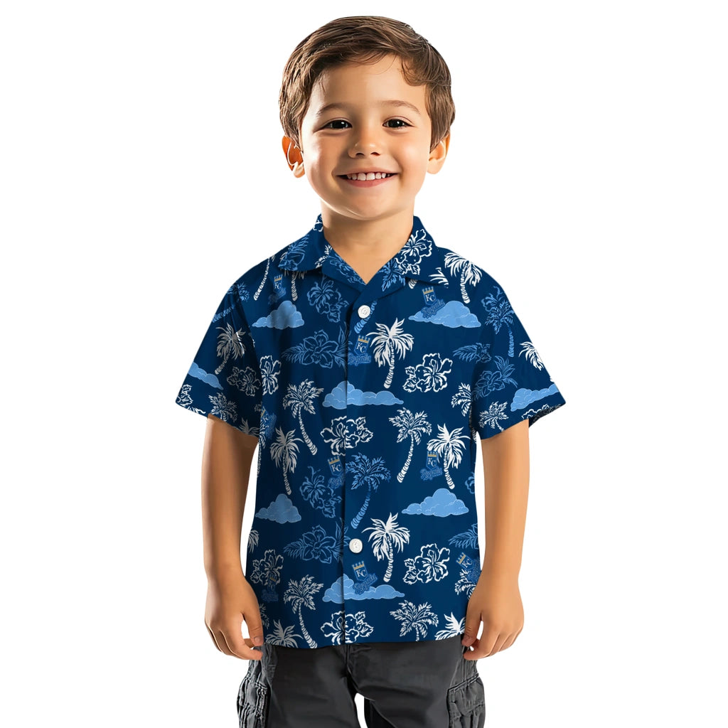 Kansas City Royals Hawaiian Shirt - Palm And Clouds | Hula Hawaiian Shirts