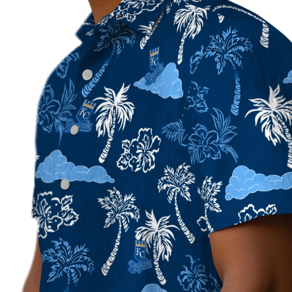 Kansas City Royals Hawaiian Shirt - Palm And Clouds | Hula Hawaiian Shirts