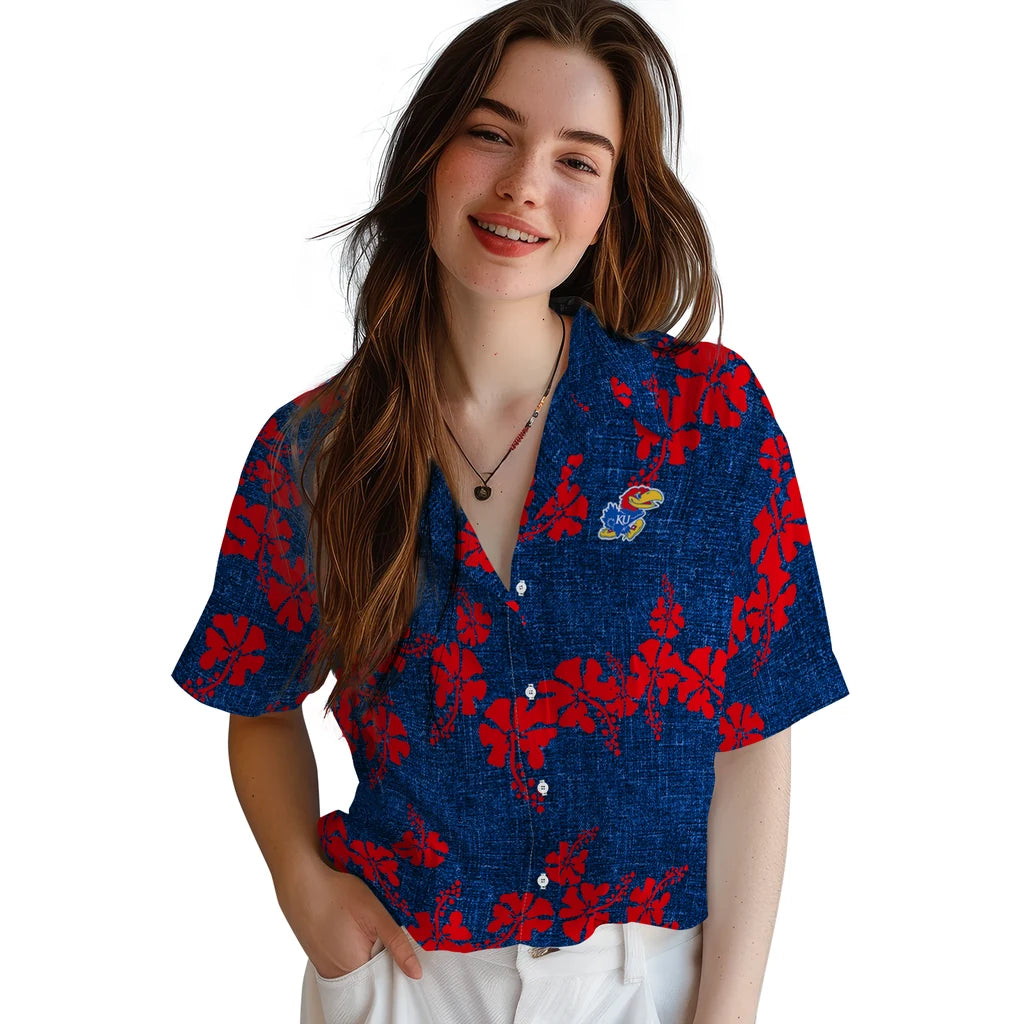 Kansas Jayhawks Hawaiian Shirt - 50th State Flower | Hula Hawaiian Shirts