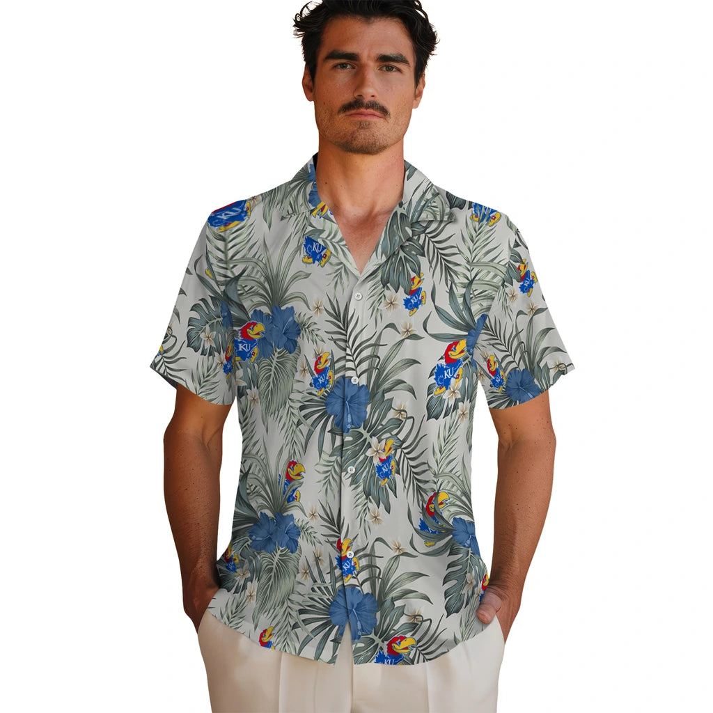 Kansas Jayhawks Hawaiian Shirt - Hibiscus Designs | Hula Hawaiian Shirts