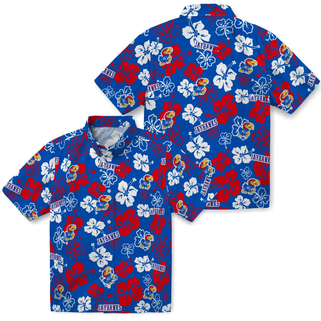 Kansas Jayhawks Hawaiian Shirt - Hibiscus Flower Design | Hula Hawaiian Shirts