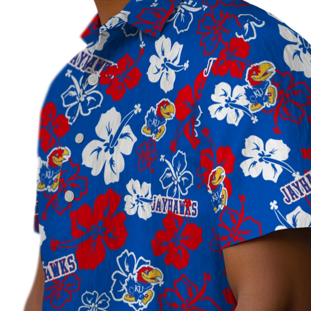 Kansas Jayhawks Hawaiian Shirt - Hibiscus Flower Design | Hula Hawaiian Shirts