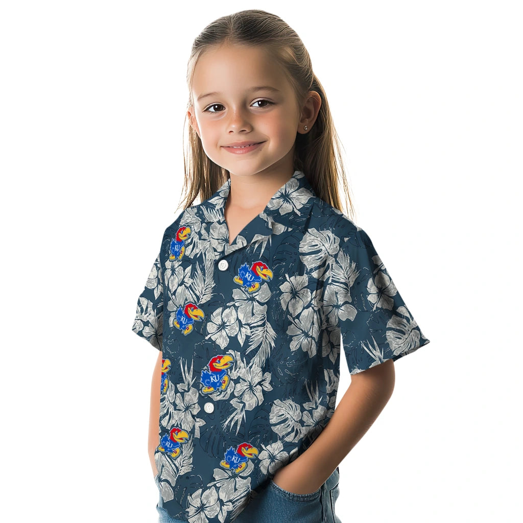 Kansas Jayhawks Hawaiian Shirt - Hibiscus Flowers | Hula Hawaiian Shirts