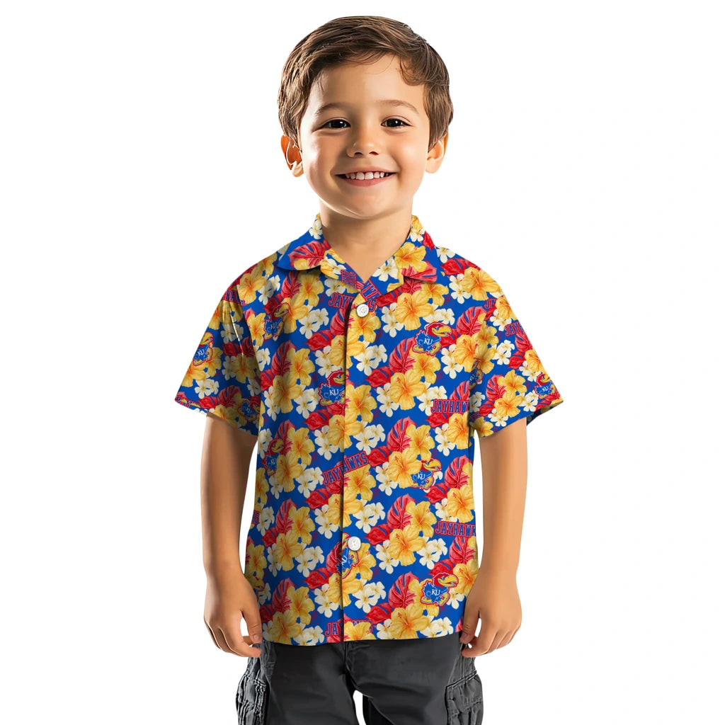 Kansas Jayhawks Hawaiian Shirt - Hibiscus Tropics | Hula Hawaiian Shirts