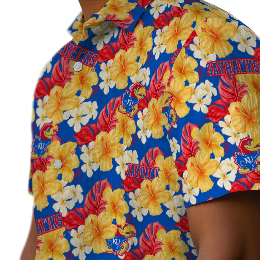 Kansas Jayhawks Hawaiian Shirt - Hibiscus Tropics | Hula Hawaiian Shirts