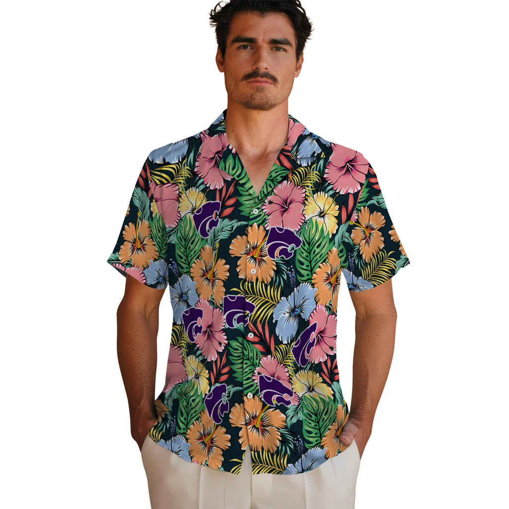 Kansas State Wildcats Hawaiian Shirt - Brilliant Hibiscus Garden | Hula Hawaiian Shirts