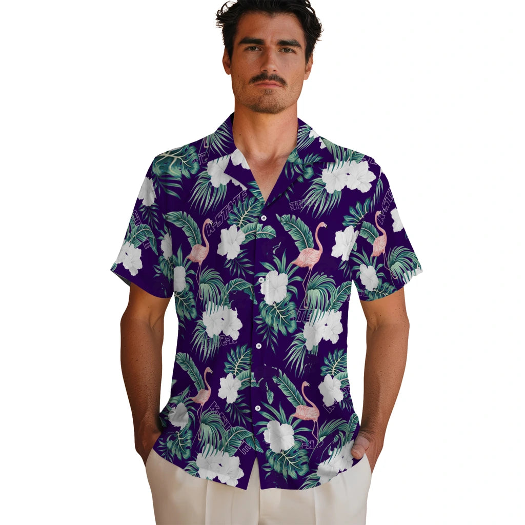 Kansas State Wildcats Hawaiian Shirt - Flamingo and Hibiscus | Hula Hawaiian Shirts