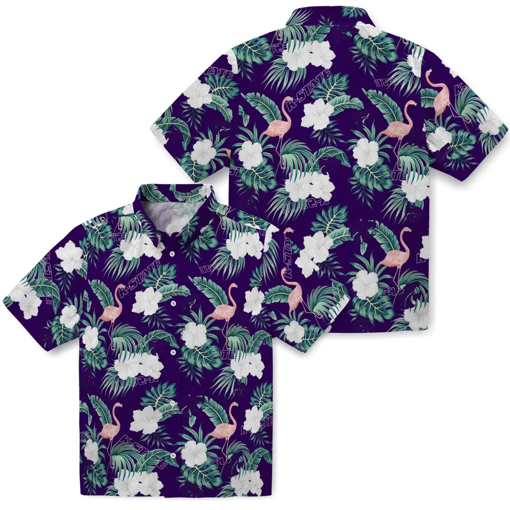Kansas State Wildcats Hawaiian Shirt - Flamingo and Hibiscus | Hula Hawaiian Shirts