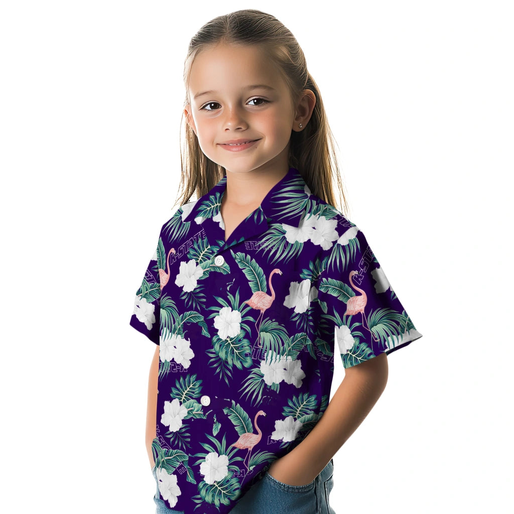 Kansas State Wildcats Hawaiian Shirt - Flamingo and Hibiscus | Hula Hawaiian Shirts