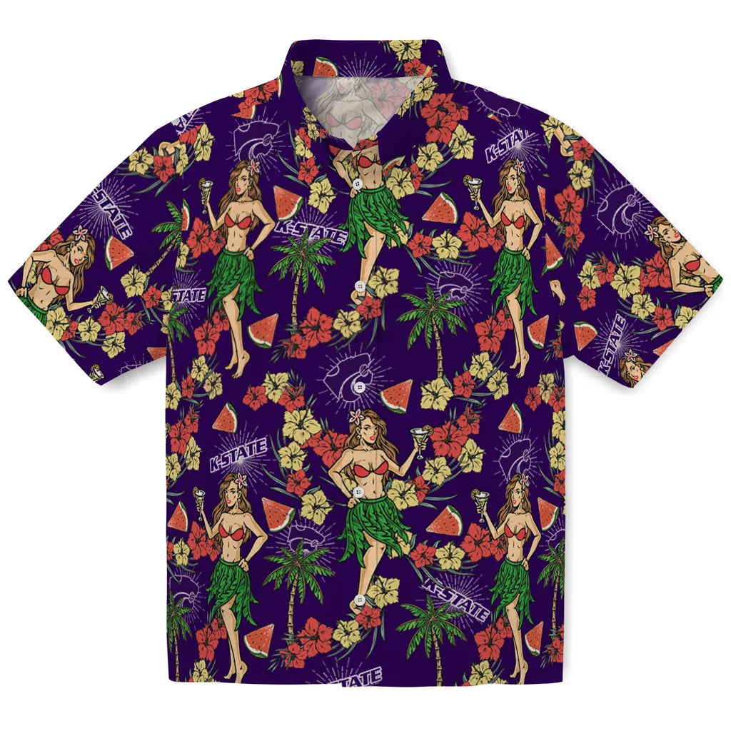 Kansas State Wildcats Hawaiian Shirt - Hawaiian Girls Design | Hula Hawaiian Shirts