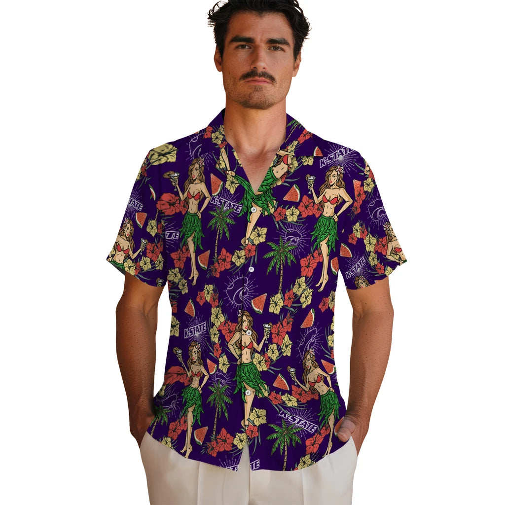 Kansas State Wildcats Hawaiian Shirt - Hawaiian Girls Design | Hula Hawaiian Shirts