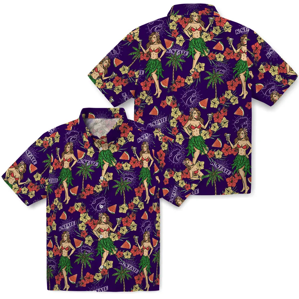 Kansas State Wildcats Hawaiian Shirt - Hawaiian Girls Design | Hula Hawaiian Shirts