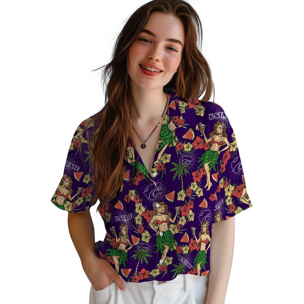 Kansas State Wildcats Hawaiian Shirt - Hawaiian Girls Design | Hula Hawaiian Shirts
