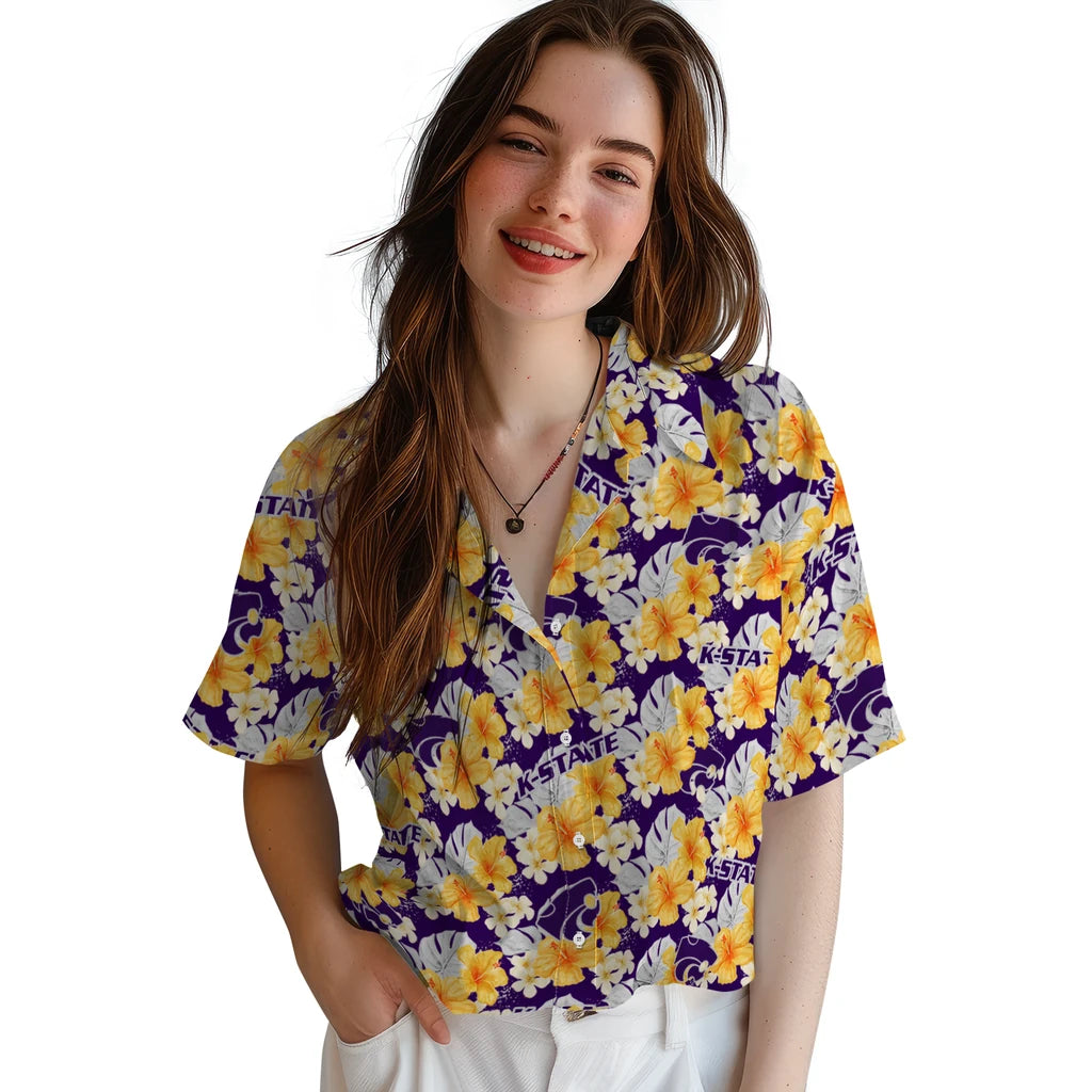 Kansas State Wildcats Hawaiian Shirt - Hibiscus Tropics | Hula Hawaiian Shirts