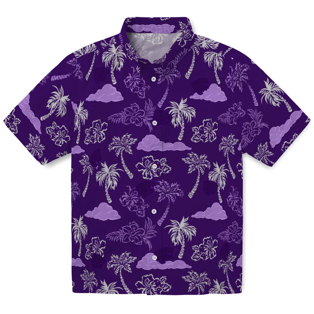 Kansas State Wildcats Hawaiian Shirt - Palm And Clouds | Hula Hawaiian Shirts