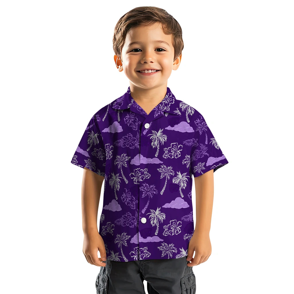 Kansas State Wildcats Hawaiian Shirt - Palm And Clouds | Hula Hawaiian Shirts