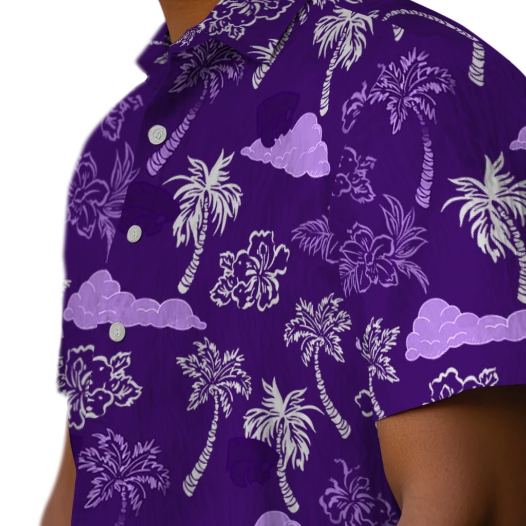 Kansas State Wildcats Hawaiian Shirt - Palm And Clouds | Hula Hawaiian Shirts