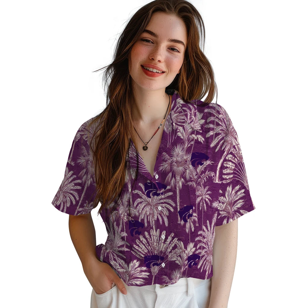 Kansas State Wildcats Hawaiian Shirt - Vintage Palm Tree | Hula Hawaiian Shirts