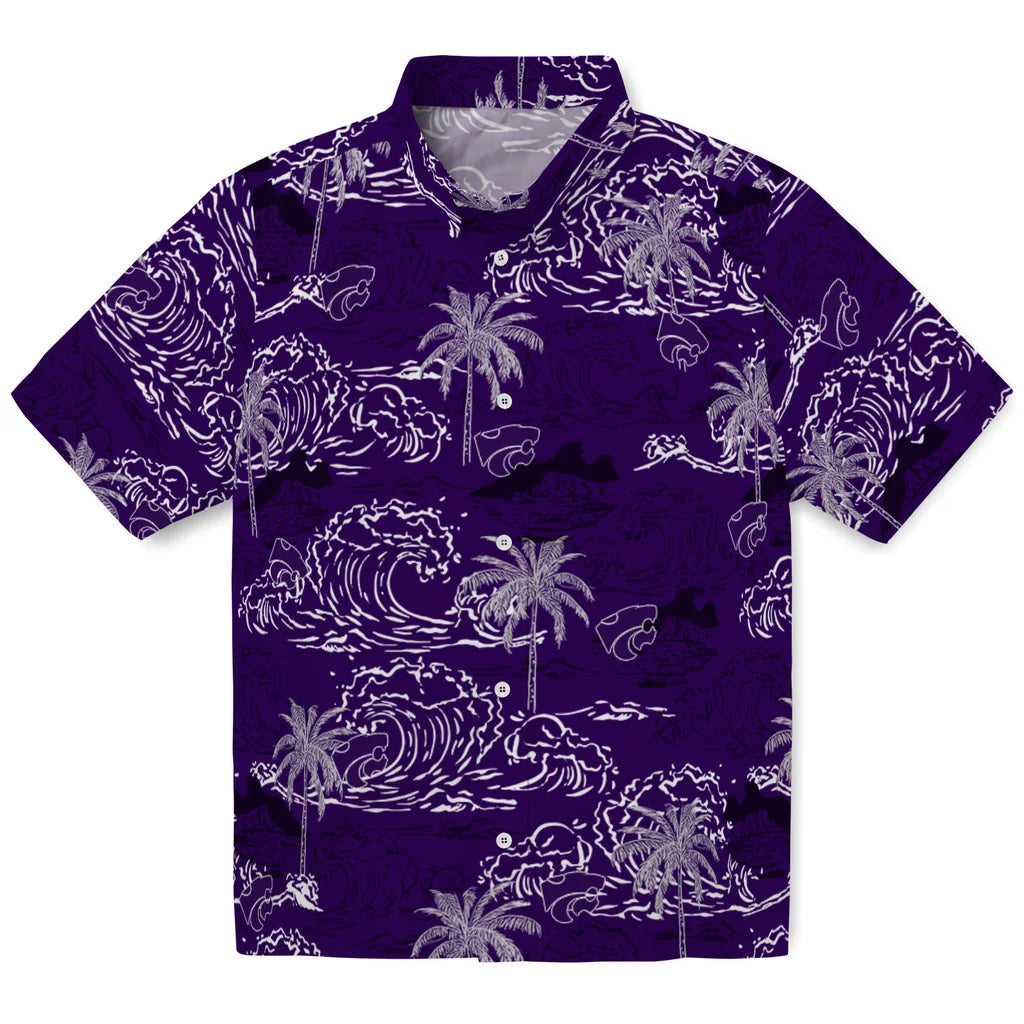 Kansas State Wildcats Hawaiian Shirt - Wave Palm | Hula Hawaiian Shirts