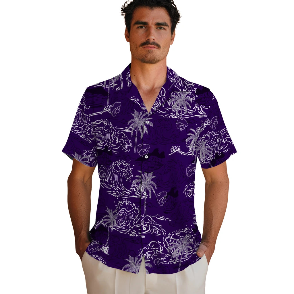 Kansas State Wildcats Hawaiian Shirt - Wave Palm | Hula Hawaiian Shirts
