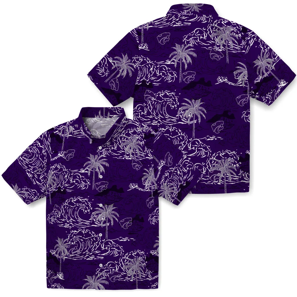 Kansas State Wildcats Hawaiian Shirt - Wave Palm | Hula Hawaiian Shirts