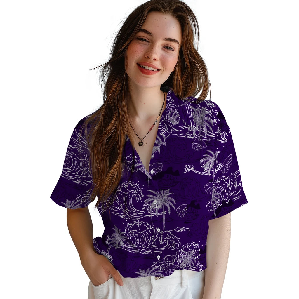 Kansas State Wildcats Hawaiian Shirt - Wave Palm | Hula Hawaiian Shirts