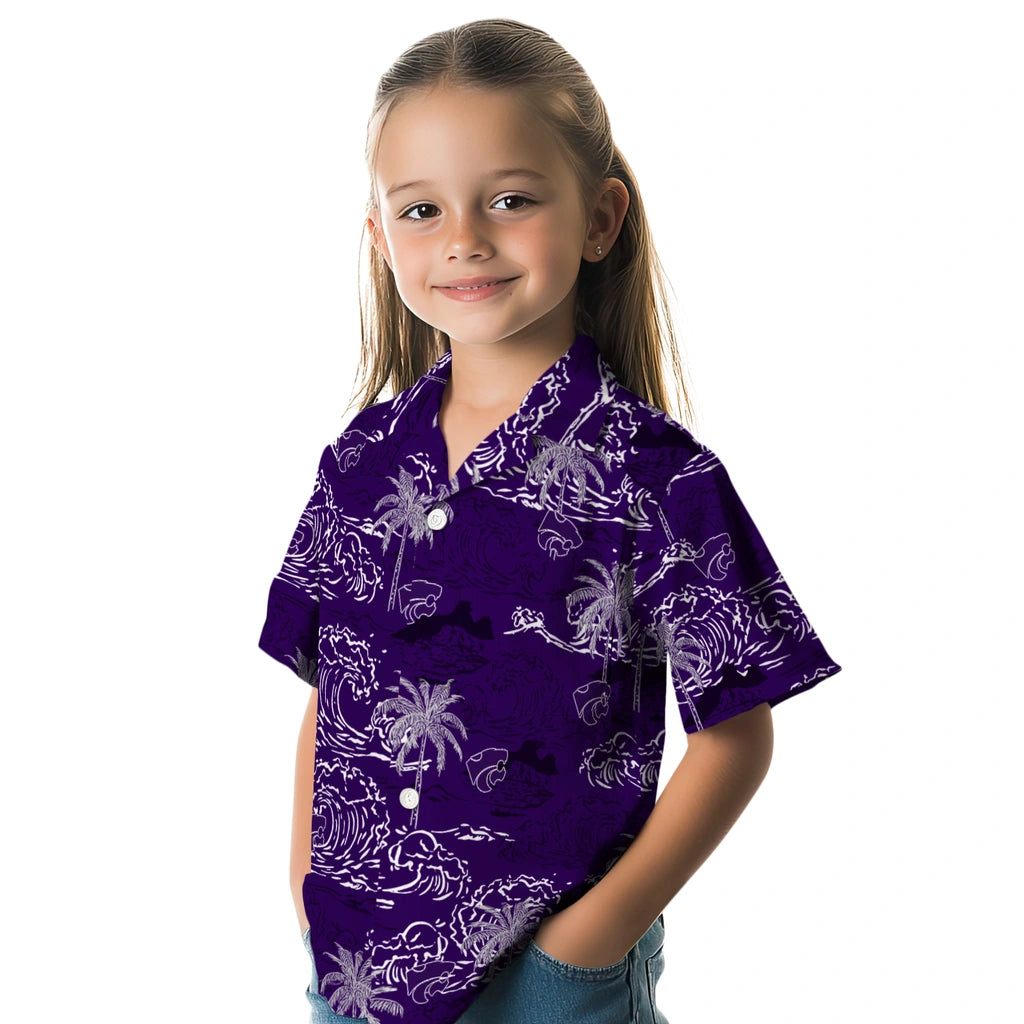 Kansas State Wildcats Hawaiian Shirt - Wave Palm | Hula Hawaiian Shirts