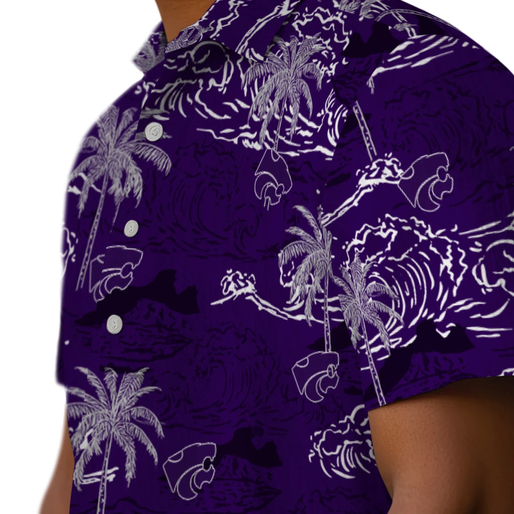Kansas State Wildcats Hawaiian Shirt - Wave Palm | Hula Hawaiian Shirts