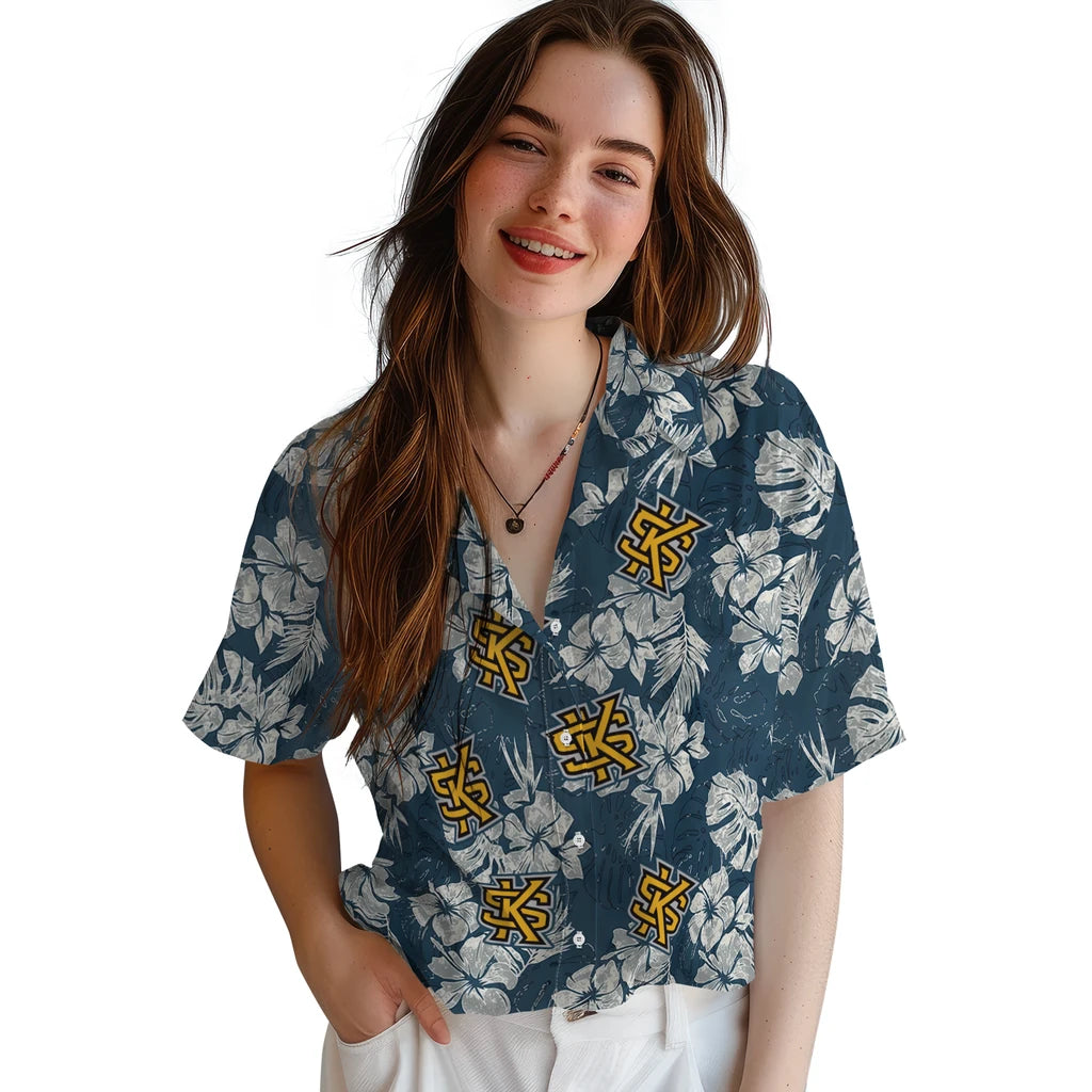 Kennesaw State Owls Hawaiian Shirt - Hibiscus Flowers | Hula Hawaiian Shirts