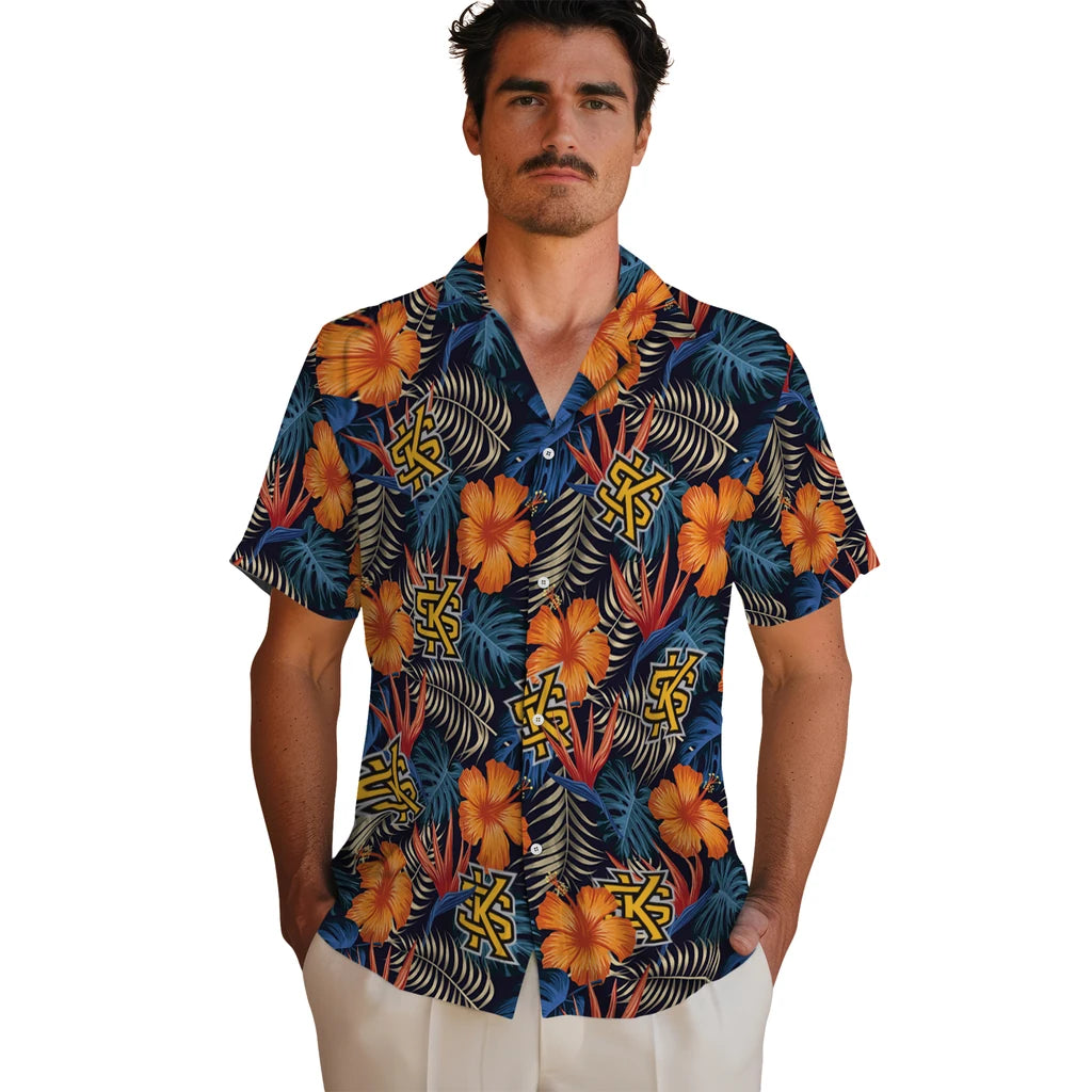 Kennesaw State Owls Hawaiian Shirt - Hibiscus Foliage | Hula Hawaiian Shirts