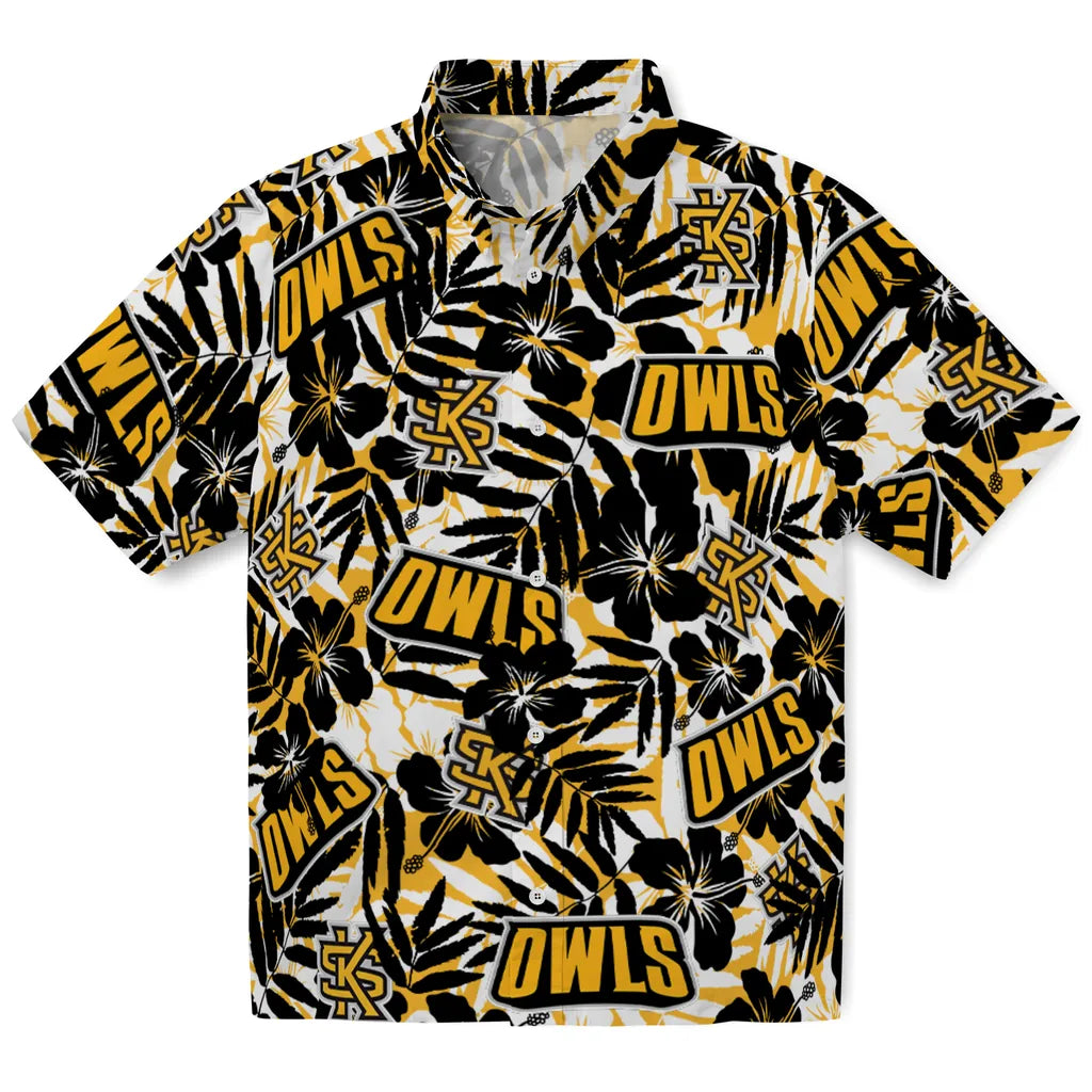 Kennesaw State Owls Hawaiian Shirt - Hibiscus Overlay | Hula Hawaiian Shirts