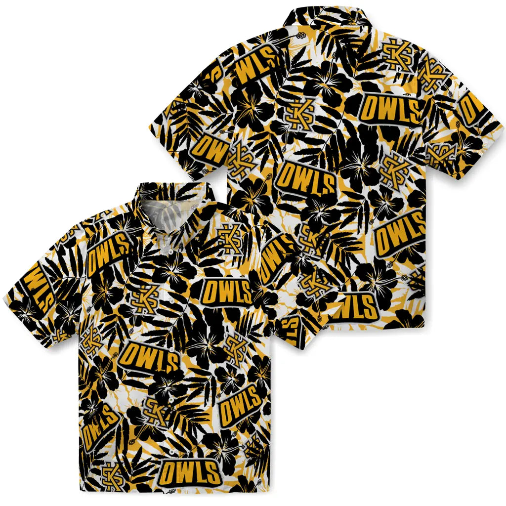 Kennesaw State Owls Hawaiian Shirt - Hibiscus Overlay | Hula Hawaiian Shirts
