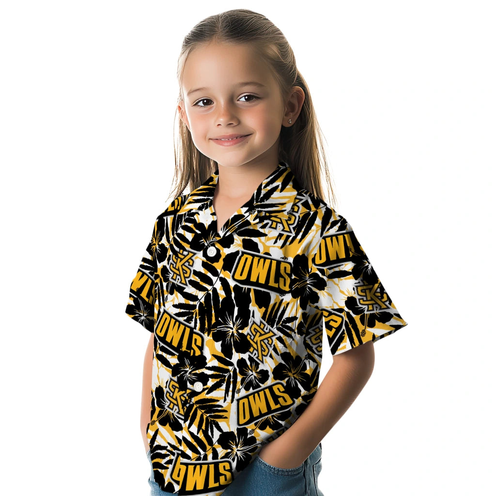 Kennesaw State Owls Hawaiian Shirt - Hibiscus Overlay | Hula Hawaiian Shirts