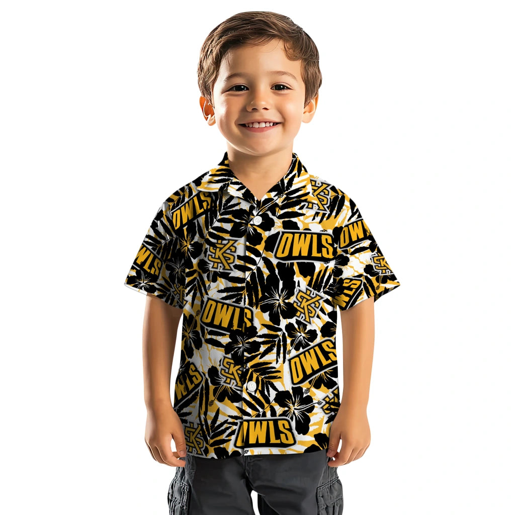 Kennesaw State Owls Hawaiian Shirt - Hibiscus Overlay | Hula Hawaiian Shirts