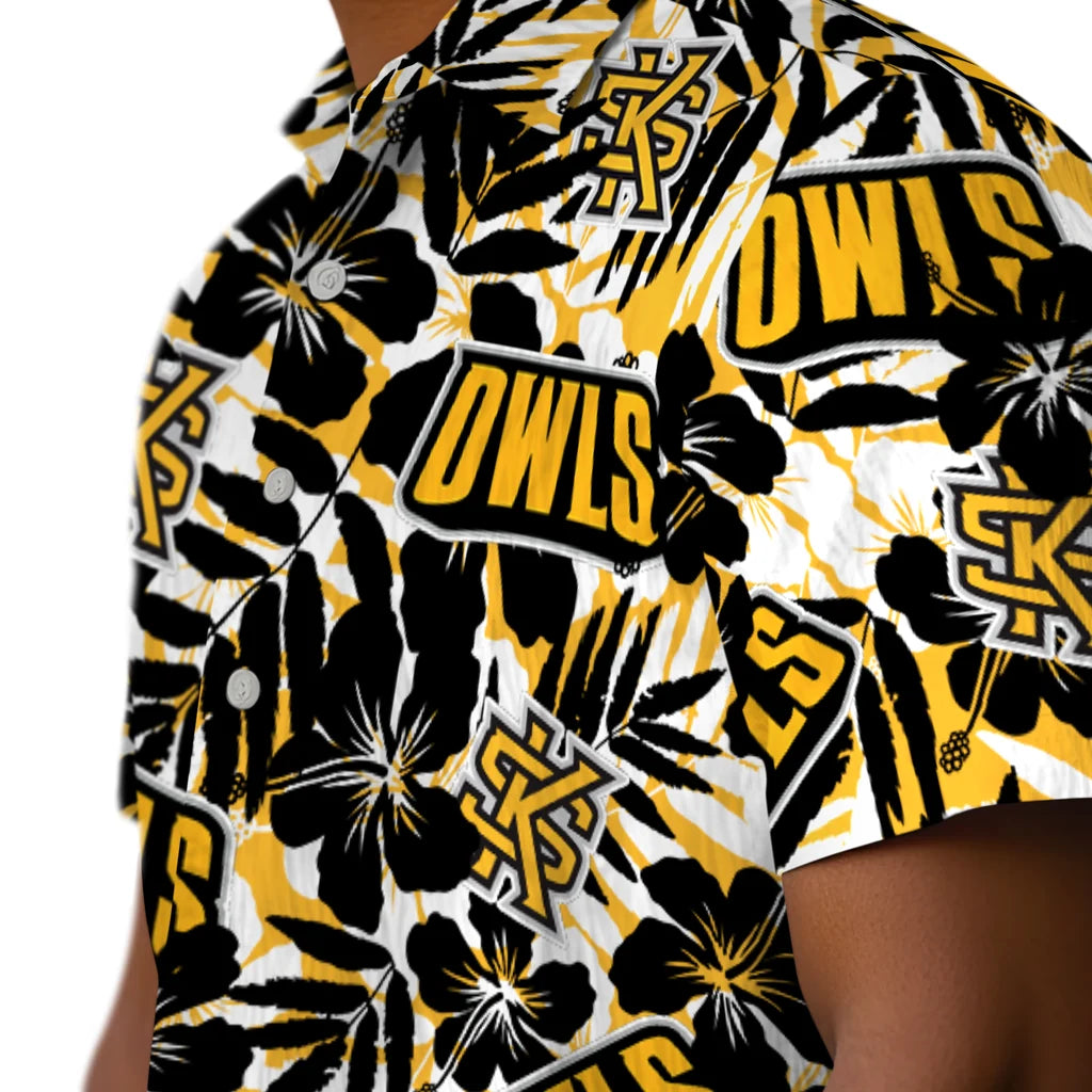 Kennesaw State Owls Hawaiian Shirt - Hibiscus Overlay | Hula Hawaiian Shirts