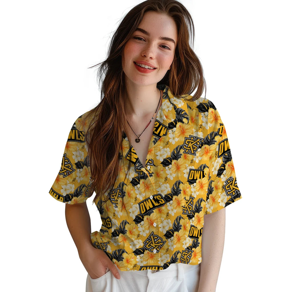 Kennesaw State Owls Hawaiian Shirt - Hibiscus Tropics | Hula Hawaiian Shirts