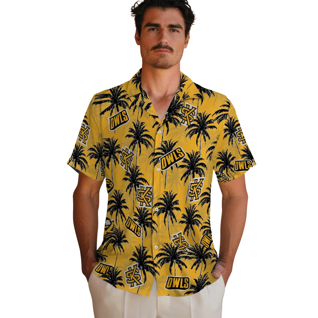 Kennesaw State Owls Hawaiian Shirt - Palm Tree Motif | Hula Hawaiian Shirts