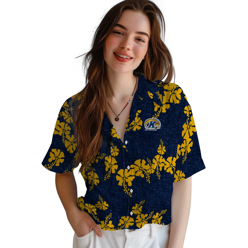Kent State Golden Flashes Hawaiian Shirt - 50th State Flower | Hula Hawaiian Shirts