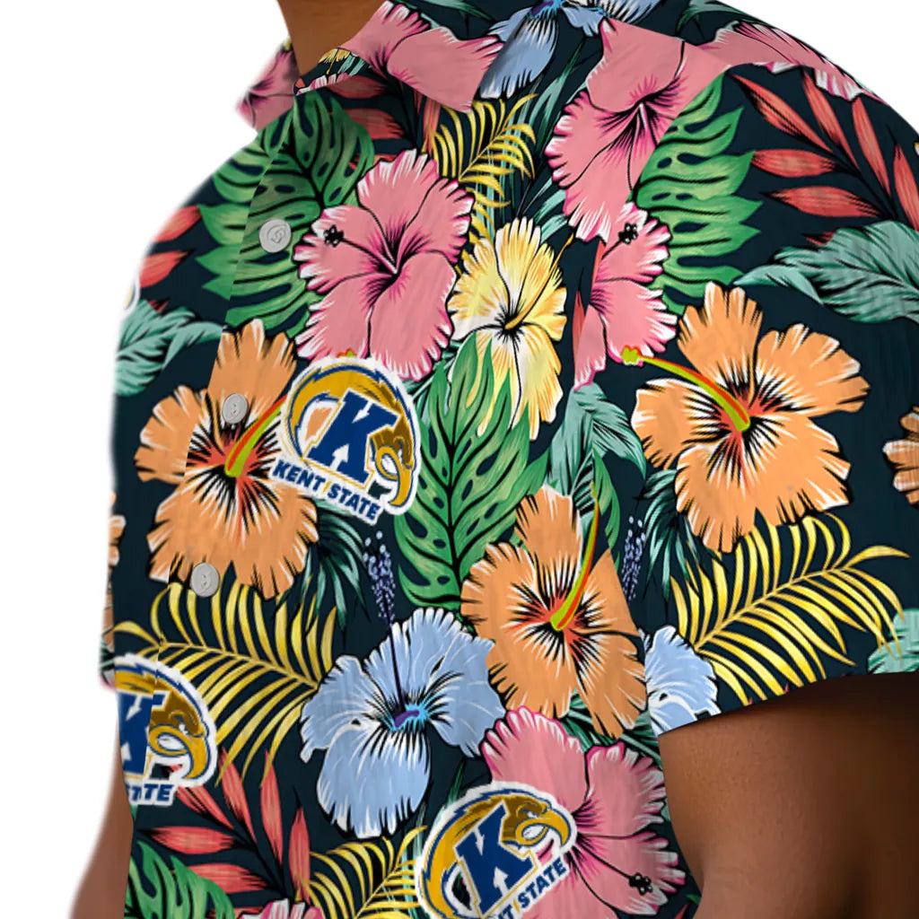 Kent State Golden Flashes Hawaiian Shirt - Brilliant Hibiscus Garden | Hula Hawaiian Shirts